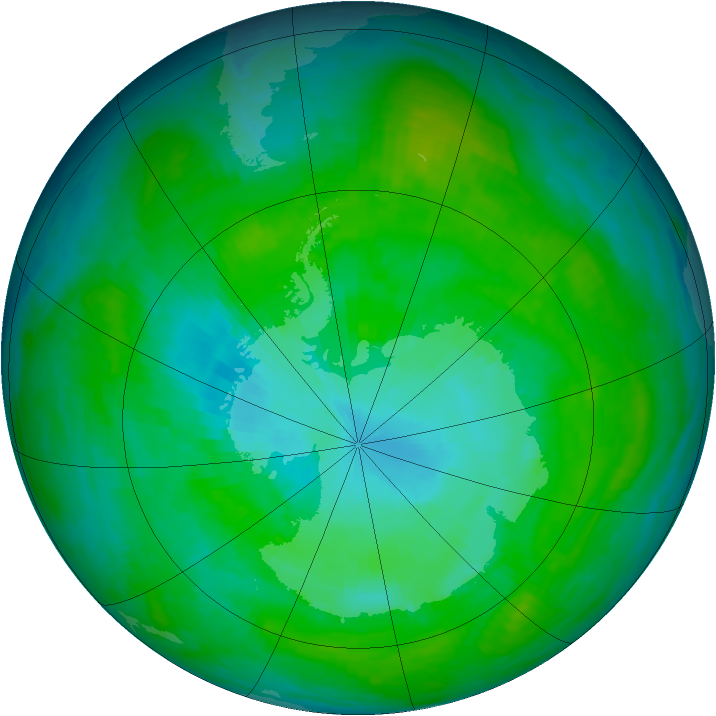 Antarctic ozone map for 13 January 1985